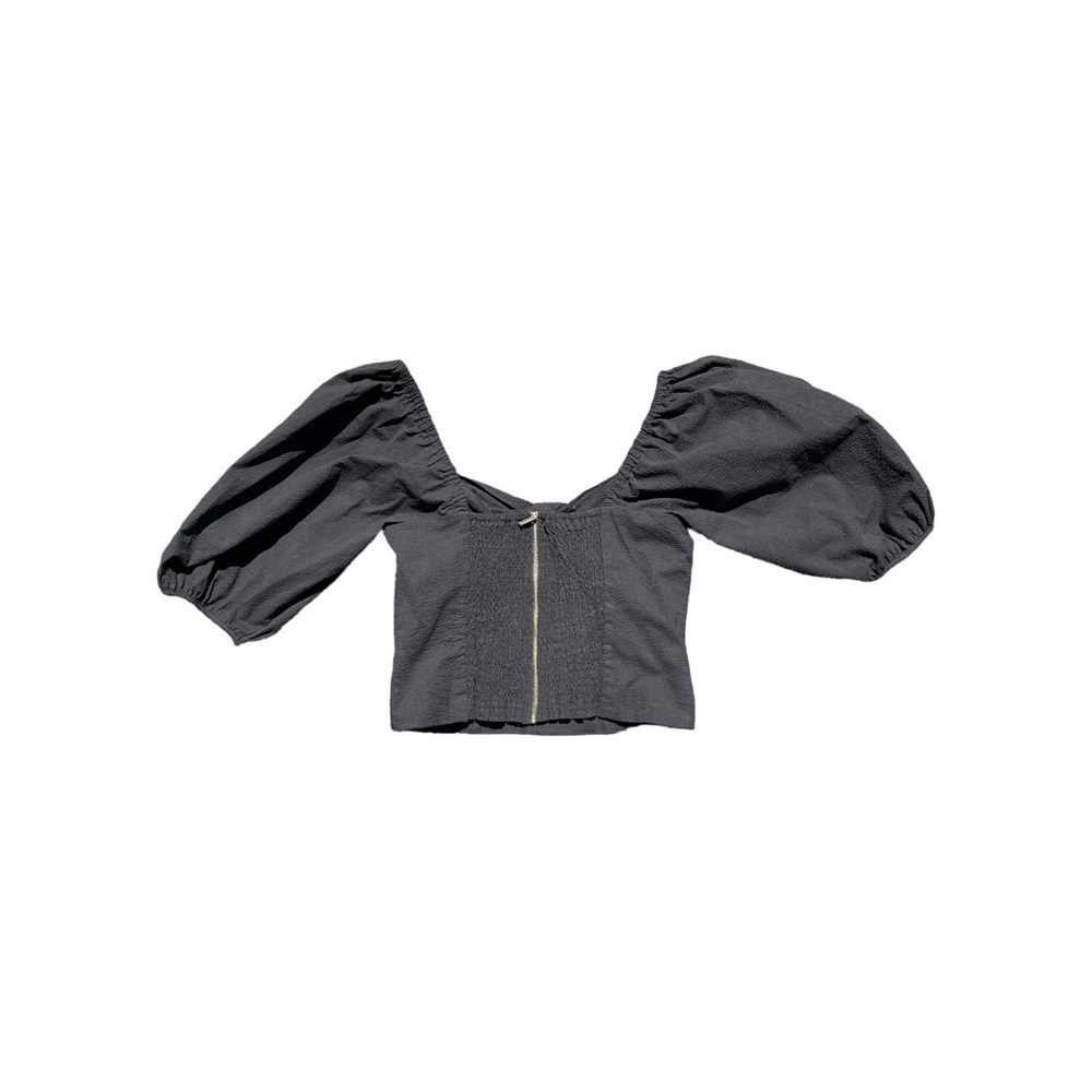 1. State Black Puff Gingham Check Pattern Sleeve … - image 6